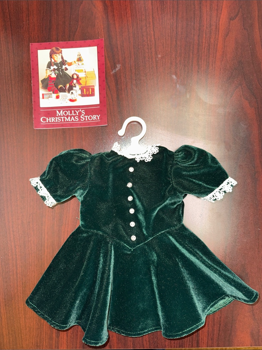 1991 American Girl Molly’s Christmas Story Doll Dress with White Lace Trim